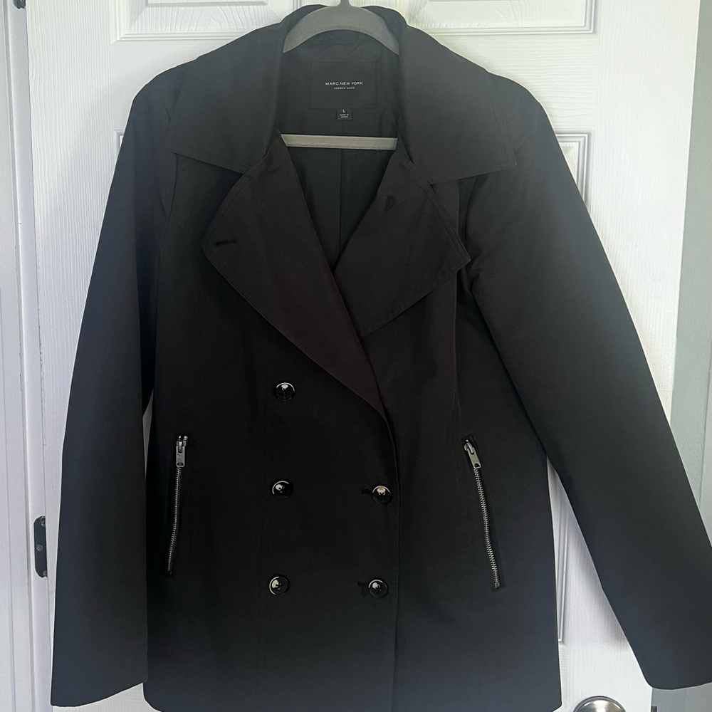 Marc New York/Andrew Marc All Weather Coat w/removable hood Black Size L